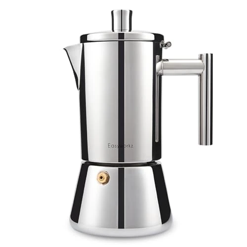 Limited-time offer: Easyworkz Diego Stovetop Espresso Maker Stainless Steel Italian Coffee Machine Maker 4cup 200ml Induction Moka Pot from 36.98 £ to 36.98 £ (save 0.00%)