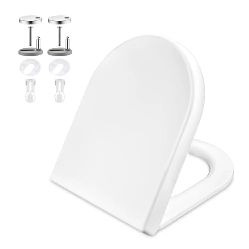GRIFEMA G951 Toilettendeckel Premium - Duroplast(UF-Harz) , keramikähnlich,Antibakteriell - Leise Sanftschließfunktion - Quick-Releasezur zur Einfachen Reinigung - Schnellmontage - 150 KG Belastbar