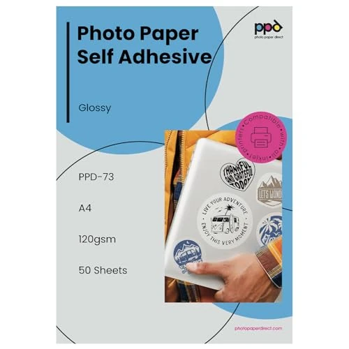 Offre limitée : PPD 50 Feuilles x A4 Papier Photo Autocollant Brillant, Personnalisable, Imprimable Jet d'Encre, Etiquètes Premium 120 g/m² PPD-73-50 de 17.99 € à 17.99 € (0.00% de remise)