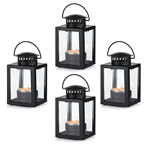 Offre limitee: Nuptio Lanternes pour Bougies Lanternes de Jardin, 4 Pièces Suspendues Petites Lanternes pour Bougie Chauffe-Plat, Bougeoirs Bougie Noire pour Les Événement de Plein Air en Intérieur de 32.98 EUR a 26.38 EUR (economie 20%)