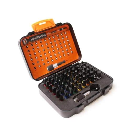 MACHOMAN 1MC061 61 Piece Screwdriver Bit Case with 60 Bits and 1 Magnetic Bit Holder 60mm