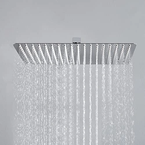 Offerta a tempo: JOHO Soffione Doccia a Pioggia Grande in Acciaio Inox 304 con Ugelli Anticalcare, Cromo Docce Fisso Alta Pressione Rettangolare (35 x 25 cm) - 45% da 62.50 € a 34.56 €
