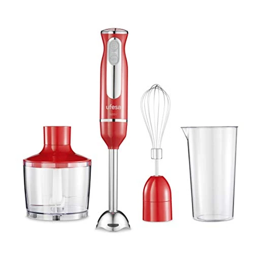Oferta limitada: Ufesa BP3443 Batidora de Mano, Potencia 600 W, Función Turbo, 2 Cuchillas y Pie en Acero Inoxidable, Diseño Ergonómico y Anti Salpicaduras, Accesorios Incluidos, Sin BPA, Color Rojo (Advanced Red) de 34.99 EUR a 26.99 EUR (ahorro 23%)