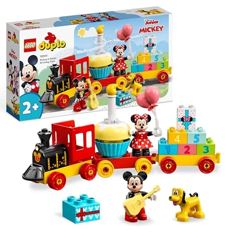 LEGO Duplo Disney Le Train d’Anniversaire de Mickey et Minnie - Jouet Train pour Fille ou Garçon dès 2 Ans - Jouet Éducatif pour Enfants en Bas Âge - Briques de Chiffres & 3 Figurines - Cadeau 10941