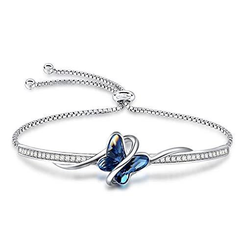 Offerta a tempo: GEORGE · SMITH Bracciale Donna Argento, Regolabile Bracciale Farfalla con Cristallo 5A - Idee Regalo Donne per Natale, Anniversario, Pompleanno Con scatola - 26% da 29.74 € a 22.12 €