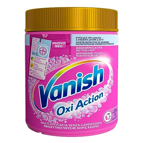 Begrenztes Angebot: Vanish Oxi Action Multipower Pulver rosa Fleckenentferner für farbige Kleidungsstücke, 1 Packung mit 500 g Wäscheentferner, Additiv für Waschmaschine, ohne Bleichen von 14.88 EUR auf 14.88 EUR (Rabatt 0%)