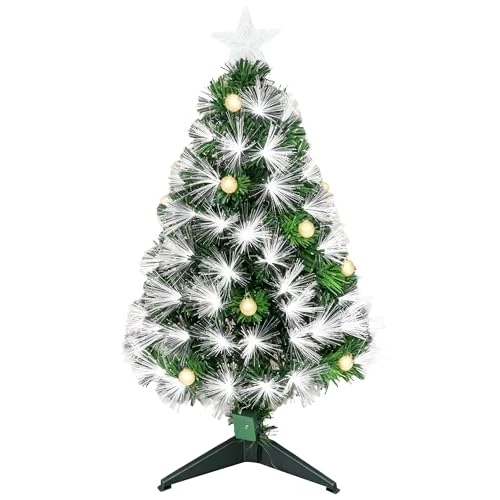 Offerta a tempo: HOMCOM Albero di Natale Artificiale 90cm con Luci Incorporate e 90 Rami, Albero di Natale con Luci a LED e Fibre Ottiche, Base Pieghevole Rimovibile - 9% da 32.95 € a 29.95 €