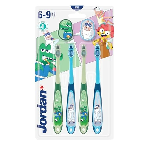 Zeitlich begrenztes Angebot: Jordan ® | Step 3 Zahnbürste Kinder | Kinder zahnbürste für 6-9 Jahre | Weiche Borsten, doppelter ergonomischer Griff & BPA-frei | Gelbe und Blaue Farbe | Pack 4 Einheiten von 9.90 € auf 6.50 € (34% Rabatt)