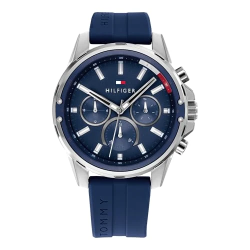 Offerta a tempo: Tommy Hilfiger Orologio Multifunzione Analogico al Quarzo da Uomo con Cinturino in Acciaio Inossidabile o in Silicone - 21% da 144.38 € a 113.99 €