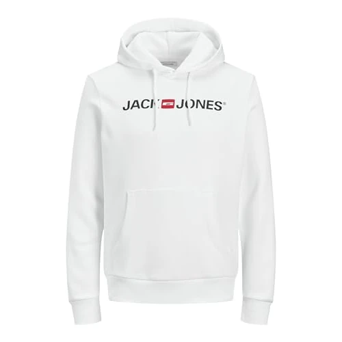 Offerta a tempo: JACK & JONES JJECORP LOGO SWEAT HOOD NOOS 12137054, Felpe con cappuccio, Uomo, White, XL - 47% da 29.99 € a 15.98 €