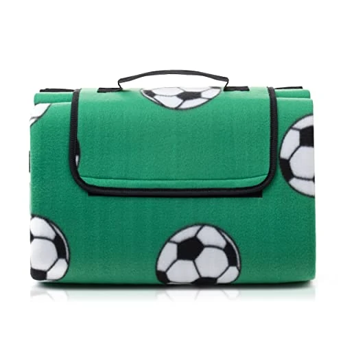 Offerta a tempo: Amago Coperta da Picnic, 150 x 200 cm, Fronte: 100% Pile in PES, Retro: Rivestimento in Alluminio - Disegno Calcio - 0.00% da 15.48 € a 15.48 €