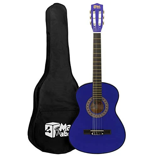 Offerta a tempo: Mad About MA-CG07 - Set chitarra classica, con custodia, tracolla, plettro e corde di ricambio, misura 1/2 - colore blu - 22% da 63.99 € a 50.15 €