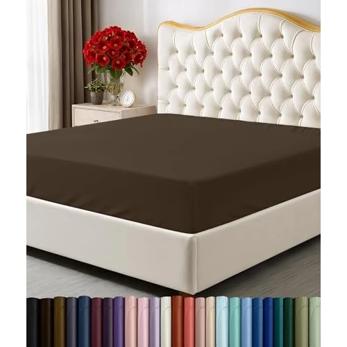 Utopia Bedding Spannbettlaken für King-Size-Betten, Tiefe Tasche, weiche Mikrofaser, schrumpf- und lichtbeständig, pflegeleicht, 1 Spannbetttuch (braun)