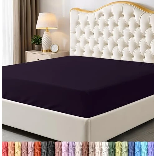 Offerta a tempo: Utopia Bedding Lenzuolo con angoli per letto king size, tasca profonda, in morbida microfibra, resistente al restringimento e allo sbiadimento, facile da pulire, 1 lenzuolo con angoli (colore viola) - 0.00% da 10.59 € a 10.59 €