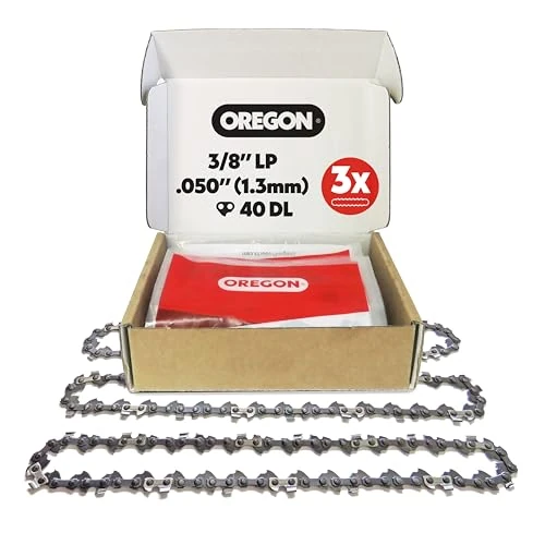 Begrenztes Angebot: Oregon 3-er Pack Sägekette 3/8 LP Teilung, 0,50 Zoll (1,3 mm) Stärke, für 10 Zoll (25cm) Führungsschiene, 40 Treibglieder - Geringer Rückschlag Ersatzsägekette für Black & Decker, Bosch, Worx und mehr von 35.18 EUR auf 21.11 EUR (Rabatt 40%)