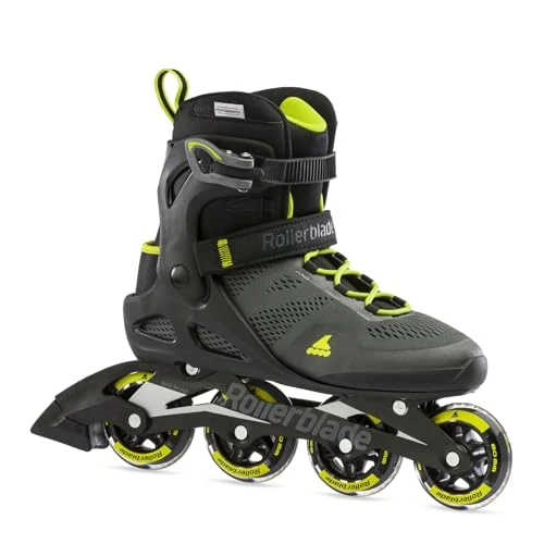 Rollerblade MACROBLADE 80 pattini in linea, pattini in linea freestyle e urban da uomo con chiusura con fibbia, nero/lime