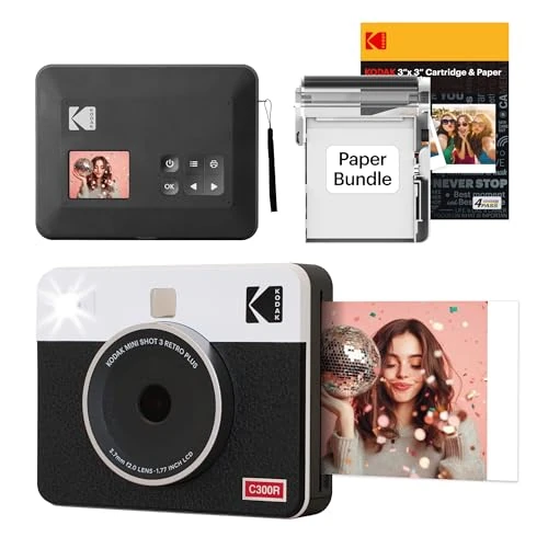 Offerta a tempo: KODAK Mini Shot 3 Retro Fotocamera Digitale Istantanea & Stampante Fotografica 2-in-1 7,6 x 7,6 cm, 38 Fogli, Fotocamera Portatile con Stampa, Stampante per iOS & Android, Sublimazione 4PASS, Bianca - 15% da 149.99 € a 127.49 €