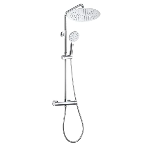 Offerta a tempo: Görbach Colonna Doccia con Rubinetto Termostatico in Acciaio Inox 304 Con Miscelatore Fori Muro Regolabili Colonna Doccia idromassaggio Set doccia a Pioggia con Soffione e Doccetta (D30cm) - 0% da 169.99 € a 169.99 €