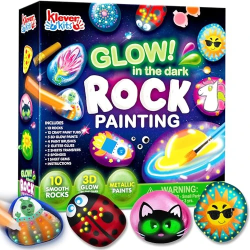 Offerta a tempo: JOYIN 10 pezzi Kit Pittura di pietra per bambini con 18 colori (colle glitter e metallizzato e colori standard) Materiali artistici per bambini Attività da famiglia Regalo di compleanno — 35% da 28,99 € a 18,84 €