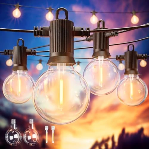ZOTOYI Fairy Lights Bulbs Outdoor 15 m Outdoor Fairy Lights Bulbs, 25 G40 Bulbs 2 Replacement Bulbs IP65 Waterproof Warm White LED Bulbs for Indoor Decoration Outdoor, Party, Festival, Wedding