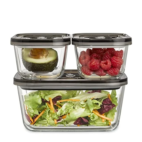 Offre limitee: Caso VacuBoxx Eco-Set, 3 récipients sous vide en verre borosilicaté, y compris tuyau de mise sous vide & adaptateur, résistant à la chaleur, lavable au lave-vaisselle, adapté à la congélation de 49.34 EUR a 49.34 EUR (economie 0%)