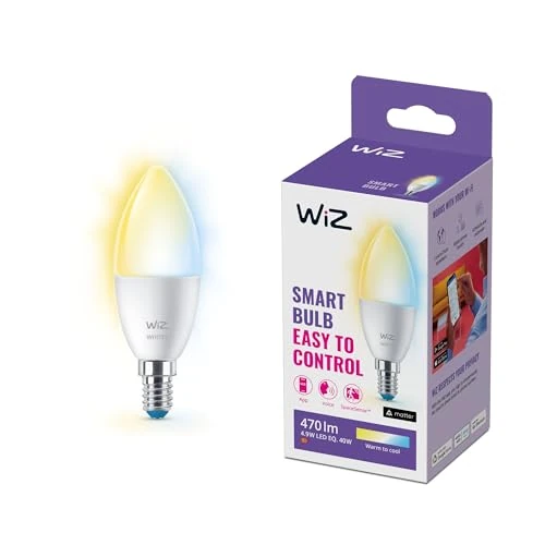Oferta limitada: WiZ - Bombilla LED Inteligente Wi-Fi, 4,9W(Eq. 40 W) E14 tipo vela, Luz Blanca y de Colores, con tecnología SpaceSense y compatible con Alexa y Google Home de 12.99 € a 12.99 € (ahorro 0.00%)