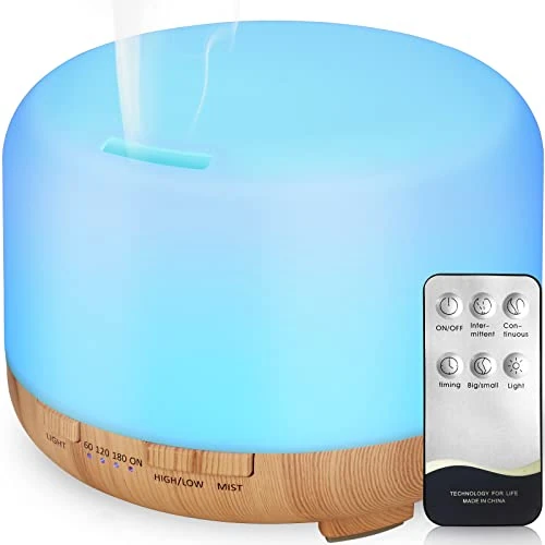Hianjoo Diffuseurs d'huiles Essentielles 450 ML, Humidificateur d'aromathérapie à Ultrasons à Arôme électrique Lumière LED Romantique à 7 Couleurs - Cadeaux de Choix pour Noël et Nouvel an, Jaune
