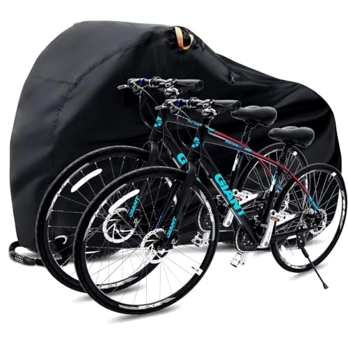 Ohuhu Bike Cover for 2 Bikes - 210T Outdoor Waterproof Bike Cover Anti Dust Rain UV Protection Bicycle Cover with Lock Holesfor Mountain Bike, Road Bike with Storage Bag
