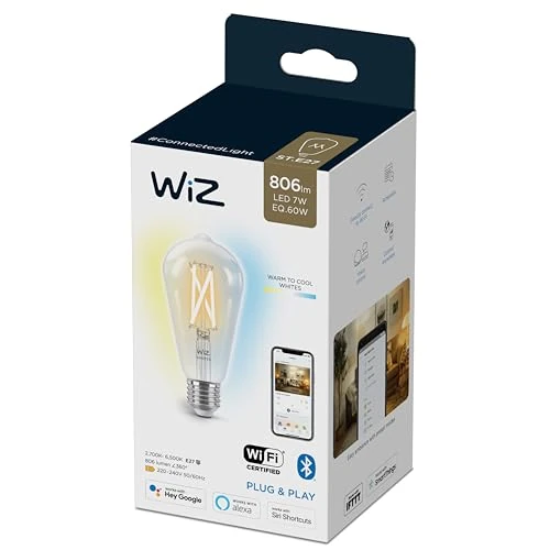 Limited-time offer: WiZ White [E27 Edison Screw] Smart Connected WiFi Clear Light Bulb. 60W White Light. App Control for Home Indoor Lighting, Livingroom, Bedroom. from 10.96 GBP to 9.39 GBP (save 14%)