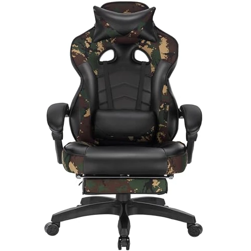 Offre limitée : WOLTU Chaise Gaming, Chaise Bureau Ergonomique en PU Cuir, Fauteuil Gaming avec Repose-Pieds, Pivotante Grand Dos & Grand Siège pour Personne Lourde, Livestream Siege Gamer, Camouflage de 90.24 € à 85.73 € (5% de remise)