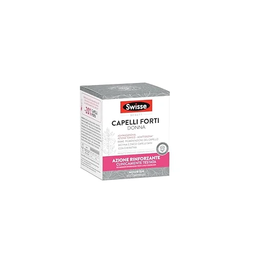 SWISSE Fuerza del Cabello Mujeres - Suplemento con Biotina para el Cabello Mujer con Zinc y Cobre, 30 Cápsulas - Made in Italy