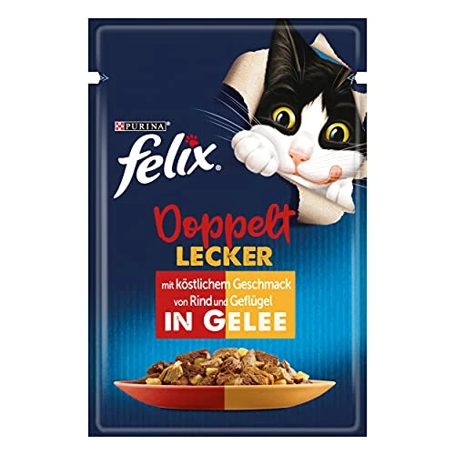 Offerta a tempo: FELIX Ottimo come appare, doppio cibo per gatti bagnato in gelatina, con manzo e pollame, confezione da 26 (26 x 85 g) - 0.00% da 7.96 € a 7.96 €