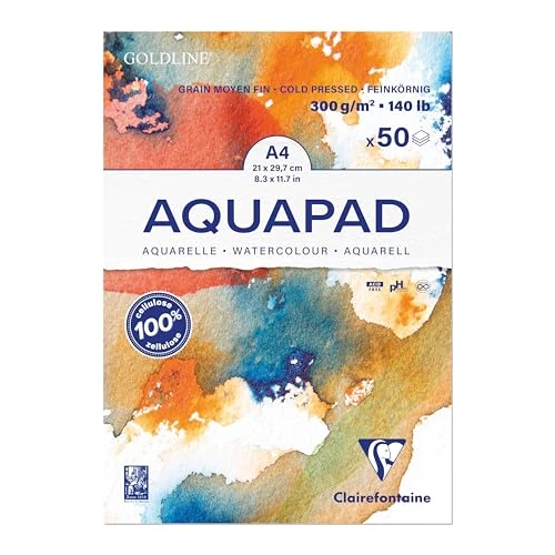 Limited-time offer: Clairefontaine 975721C Goldline Aquapad Glued Pad – 50 Sheets of White Watercolour Paper Medium Fine Grain A4 21 x 29.7 cm 300 g from $32.09 to $32.09 (save 0.00%)