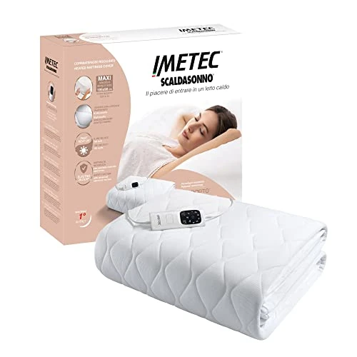 Imetec Surmatelas Chauffant 1 Place Adapto Maxi 195x90 cm - 6 Températures, Tissu Matelassé Hypoallergénique, Chauffage Rapide, Température Constante, Personnalisée - Chauffe-Lit Electrique