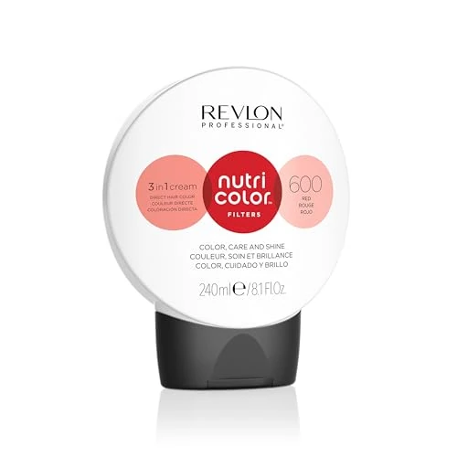 Offerta a tempo: Revlon Professional Nutri Color Filters, Maschera per Capelli Colorante 3 in 1, Colore, Trattamento e Luminosità Intensi (240ml), 600 Rosso - 57% da 37.50 € a 15.99 €