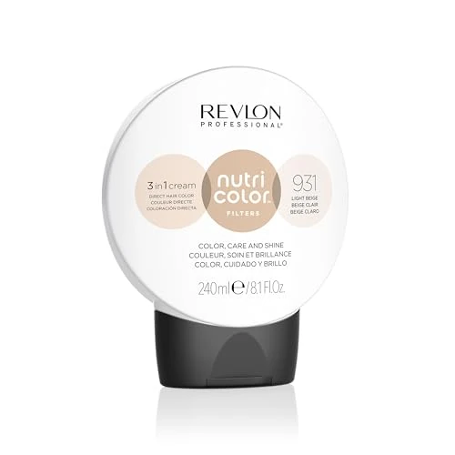 REVLON PROFESSIONAL Nutri Color FILTERS – TONING FILTERS 931 Helles Beige, 240 ml, Farbmaske mit INSTA-PIC-TECHNOLOGY, Tönungsmaske zur Farbauffrischung von sandfarbenen Blondtönen, vegan