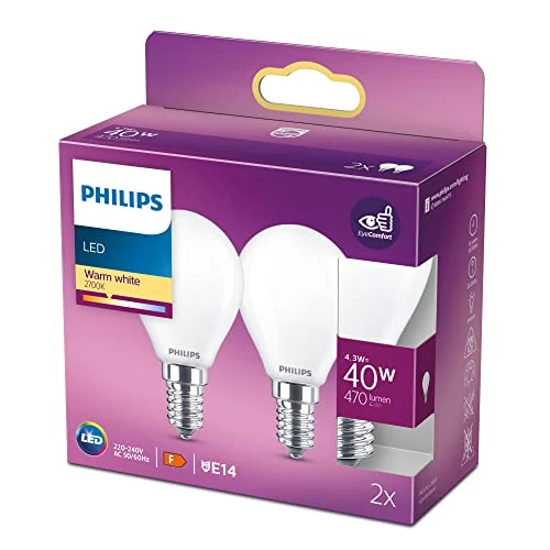 Zeitlich begrenztes Angebot: Philips LED Classic E14 Lampen 2er Pack (40 W), matte LED Lampen mit warmweißem Licht, energiesparende LED Beleuchtung mit langer Nutzlebensdauer, weiß, Weiss/Opulenter Garten von 7.99 € auf 5.49 € (31% Rabatt)