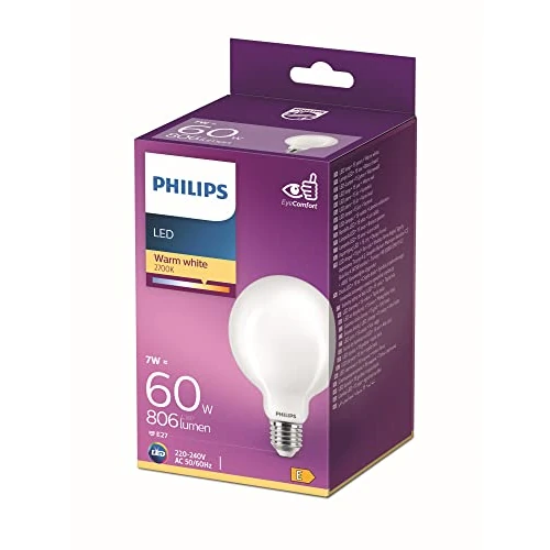 Philips Lighting 76469200 LED EEK A++ (A++ -E) E27 kształt kuli 7 W = 60 W ciepła biel (Ø x dł.) 9,5 cm x 14, 1 sztuka (1 opakowanie)