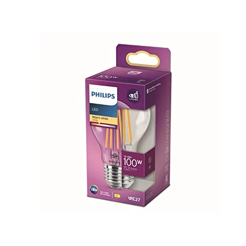 Oferta limitada: Philips - Bombilla LED Cristal, 100W, E27, Estándar A60, Filamento, Luz Blanca Cálida, No Regulable de 7.95 EUR a 7.95 EUR (ahorro 0%)