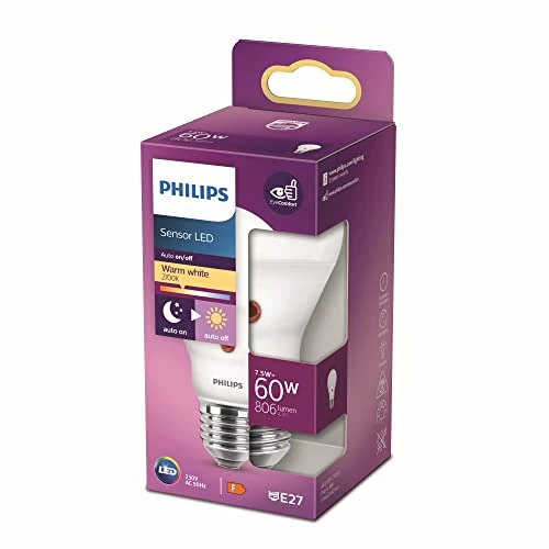 LED Philips Standard E27 60W Blanc Chaud Dépolie, non dimmable