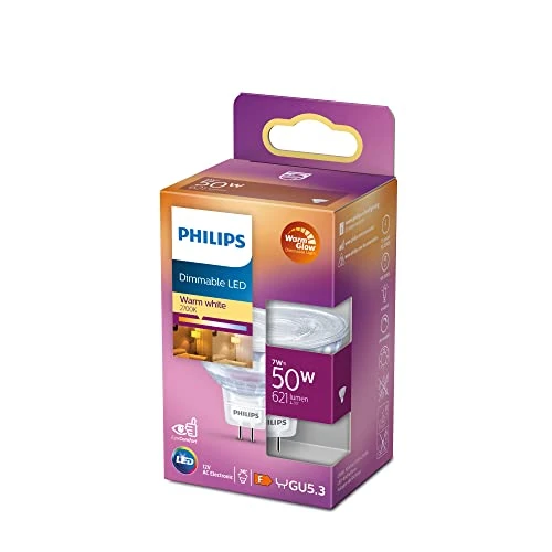 Limited-time offer: Philips LED Classic Spot Warm Glow Dimmable Indoor Light [Warm White 2200 - 2700K] 7W - 50W Equivalent. Spotlights for Indoor Home Lighting from 9.30 GBP to 9.30 GBP (save 0%)