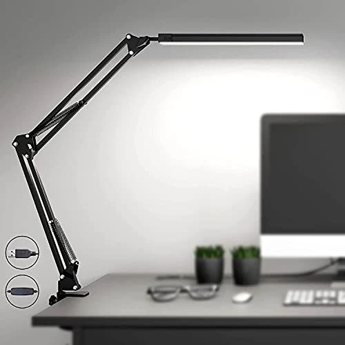 Offre limitee: SKYLEO Lampe LED de bureau et de lecture avec USB, bras oscillant et pince, à intensité variable et 3 modes de couleur pour la protection des yeux de 26.99 EUR a 26.99 EUR (economie 0%)