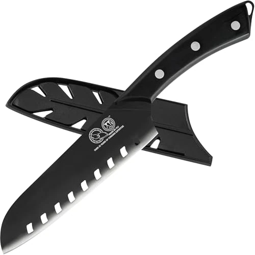 XYJ Santoku 7 inch met mouwen, anti-aanbakmes, professioneel koksmes, volledige tanggreep, keukenmes voor huishoudelijk gebruik