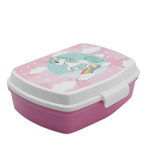 Zeitlich begrenztes Angebot: Einhörner - Regenbögen | Dekorierte Kinder-Sandwichbox - Kinder-Lunchbox - Lunch-Box & Snack-Box für die Schule - Lunch-Box, Bunt, Única von 4.99 € auf 4.99 € (0.00% Rabatt)