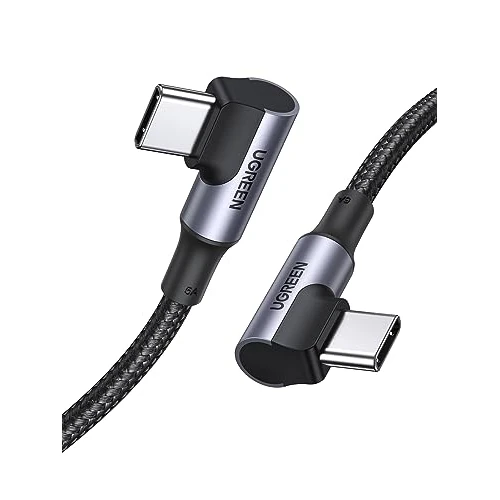 Oferta limitada: UGREEN Cable USB C PD 100W Tipo C Carga Rápida 90 Grados (0,5M) | Trenzado Nylon, Compatible con Macbook iPad iPhone 18 Pro Max/17/16/15, Galaxy S26 S25 S24 S23 S22, Pixel 10 9 8, etc. de 10.99 € a 7.69 € (ahorro 30%)