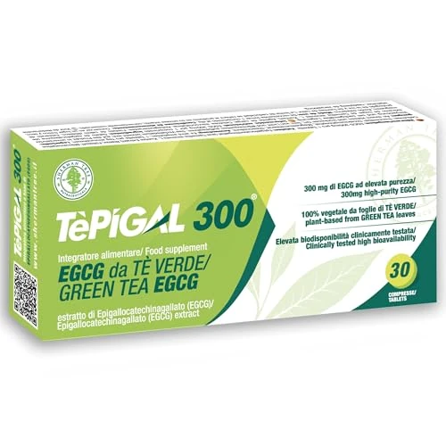 EGCG (epigallocatechina) Purissima ≥95% | 100% Naturale da Tè Verde | Dosaggio ottimale 300mg | Aumento Metabolismo, Blocca Fame, Dimagrante, Energizzante, Riduzione Stress