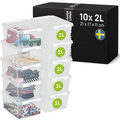 Offre limitée : SmartStore - 10x Boîte de Rangement Plastique avec Couvercle Classic 2L (21x17x11cm) | Empilable et de Qualité Alimentaire | Boîte Plastique avec Couvercle & Coins Renforcés | Garantie 10 Ans de 29.90 € à 28.40 € (5% de remise)