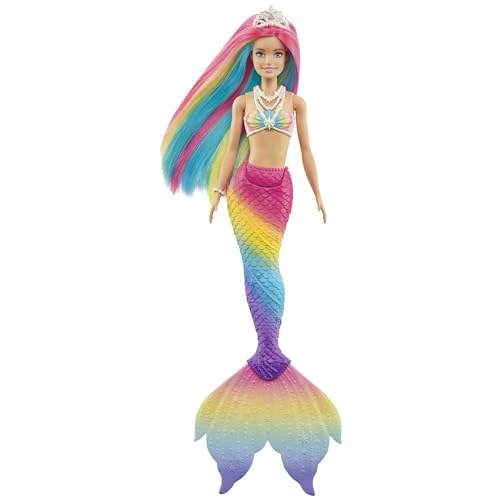 Oferta limitada: Barbie Muñeca Sirena - Función de Cambio de Color con Agua - Look Fantasía - Pelo Arcoíris y Tiara - Cola Multicolor - Regalo para Niños de 3-7 Años, GTF89 de 36.41 € a 36.41 € (ahorro 0.00%)