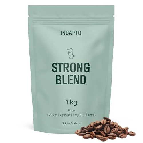 Incapto Strong Blend Koffiebonen | Mix van 80% Arabica en 20% Robusta | Sterk en bitter | Herkomst Oeganda, Brazilië en Peru | Gebraden Artisanaal koffie, 1kg