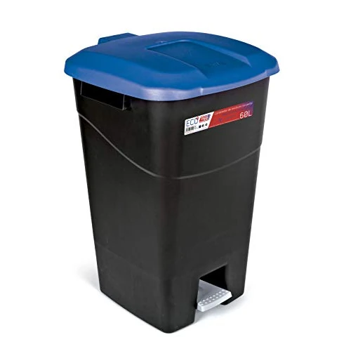 Offerta a tempo: Tayg - Contenitore per rifiuti, 60 litri, con pedale, base nera e coperchio blu - 0.00% da 49.99 € a 49.99 €